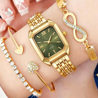 Grosir set jam tangan wanita modis 4 buah, gelang berbentuk angka 8 dengan inti zirkonia
