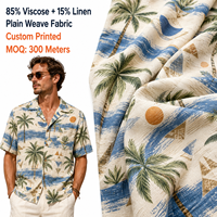 Tissu en rayonne et lin 85% viscose 15% lin, doux, fluide, tissé, imprimé sur mesure, pour chemise de camping homme, tissu d'été