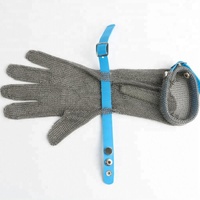 Gants en maille résistants aux coupures avec protection pour le bras et la main de 15 cm de long, protection pour les mains et les bras, sangle en plastique