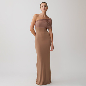 Vestido de cóctel asimétrico con cuello descubierto, largo, ajustado, elegante, para mujer, vestido de noche con cintura natural, a la moda, estilo urbano. - Product Image 3