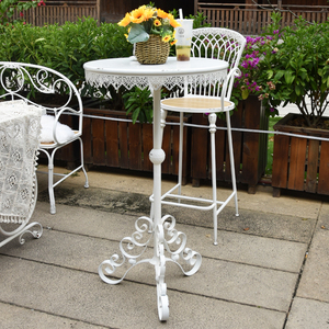 INNOVA European Rustic Style Round White Color Metal High Home <strong>bar</strong> Table Coffee Table for Hotel <strong>Pub</strong> - Product Image 2