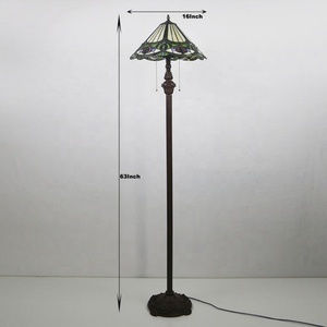 LongHuiJing Tiffany Style Victorian Design 2-<b>light</b> Bronze Floor Lamps 16Inch Stained Glass Lampshade Sofa <b>Corner</b> Decor - Product Image 4