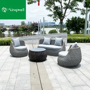 Factory direct high quality aluminum frame and rattan weaving outdoor furniture garden hotel sofa set