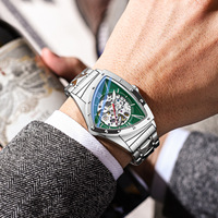 Montre automatique squelette de luxe pour homme avec bracelet en acier inoxydable, montre mécanique de style professionnel de haute qualité