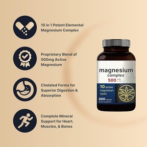 Capsule di Magnesio Glicinato Puro 500mg, Integratore per Adulti, Supporto Immunitario e Anti-Fatica, Grado Alimentare, Non Adatto alle Donne in Gravidanza, 60 Capsule - Product Image 3
