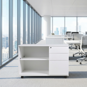 Moderno Gabinete de Almacenamiento de Oficina Móvil de Acero con Puerta Enrollable, Base con 3 Cajones, Diseño Ecológico y Duradero - Product Image 2