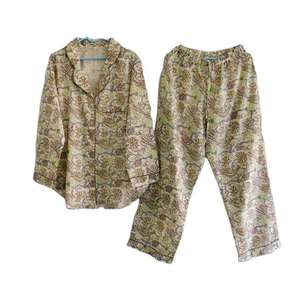 Floral Printed Women Pajama Set 100% Cotton Long Sleeve Woven Shirt with Matching <b>Pants</b> Comfortable Lightweight Summer - Product Image 6