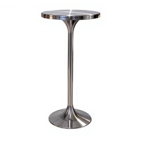 Table de bar industrielle en acier inoxydable avec pieds hauts, forme ronde, pour hôtel, pub, KTV et café - Durable et écologique