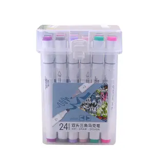 BECOL 핫 세일 24 색 알코올 기반 아크릴 페인트 마커 무독성 전문 영구 방수 아트 마커 펜