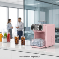 Machine à glaçons en blocs rose électrique en gros, mini-machine à glaçons 2-en-1 OEM ODM 25KG/24H avec compresseur CE ETL GS pour hôtels, usage commercial et domestique
