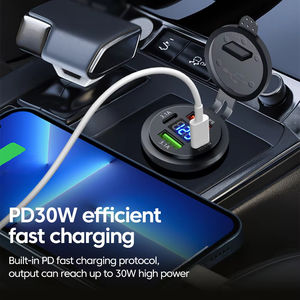 Nuevo <span class=keywords><strong>cargador</strong></span> de coche USB Dual PD Dual QC 3,0 con adaptador de toma de corriente de voltímetro impermeable para 12V/24V coche barco gran oferta - Product Image 4