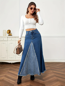 YUANBOFEI Women's <strong>Skirts</strong> Denim Jean <strong>Skirt</strong> High Waist Dark Wash <strong>Split</strong> Detail Lady Slimming Denim <strong>Skirts</strong> - Product Image 4