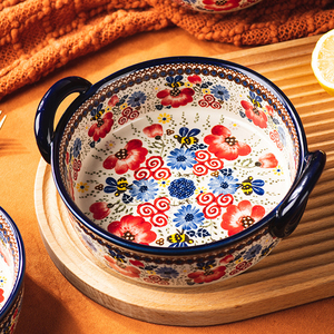 ชามเซรามิกสำหรับทอดเค้กจานข้าวอบ<span class=keywords><strong>ชีส</strong></span>แบบมีหูสองชั้นชามเซรามิกสำหรับอบเค้ก - Product Image 6