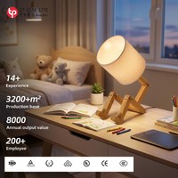 Lampe de bureau robot en bois avec abat-jour en tissu réglable, design créatif du fabricant, pour la décoration intérieure, l'étude et la lecture