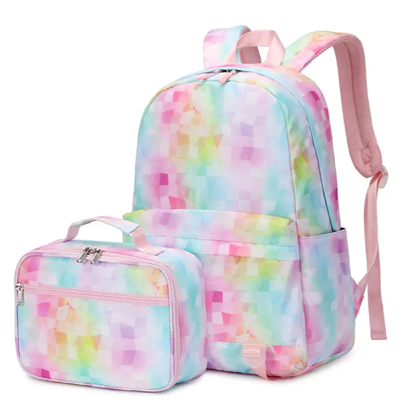 New Ultra-light Leisure Pretty Bandhnu School Bag Large Capacity School Backpack Set with Lunch Bag