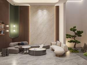 แผ่นหินอ่อนเทียมขนาด 1200x2700 มม. หินเผาผิวขัดเงา หนา 9 มม. หินเทียมลายทัชมาฮาล - Product Image 3