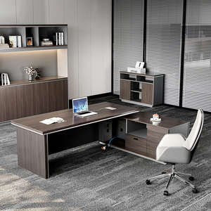 Escritorio en Forma de L de Lujo con Almacenamiento, Muebles de Oficina, Diseño Moderno, <span class=keywords><strong>Mesa</strong></span> de Madera para CEO, Fabricada en MFC Ecológico, Escritorio Ejecutivo - Product Image 4