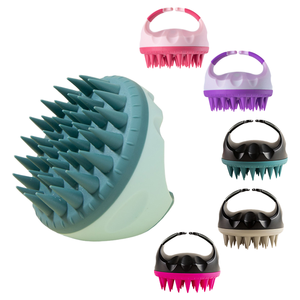 Logo personalizzato da donna in Silicone per cuoio capelluto Shampoo per capelli in plastica compatta spazzola per capelli massaggiatore per la crescita dei capelli testina esfoliante - Product Image 2