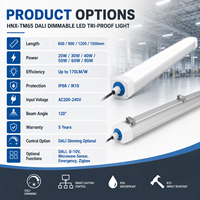 Luminaire LED Tri-Proof DALI Dimmable IP66 avec Contrôle d'Éclairage Numérique et Garantie de 5 Ans pour Entrepôts, Usines et Parking