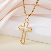 Pendentif croix scapulaire unisexe en acier inoxydable argent plaqué or jésus bijoux religieux couronne motif pour fêtes chandail chaîne