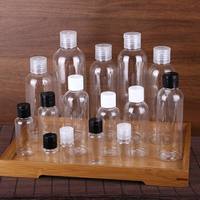 Bouteille en plastique PET transparente vide de 100 ml, 250 ml, 500 ml avec bouchon à clapet pour shampooing, gel douche, lotion, gel