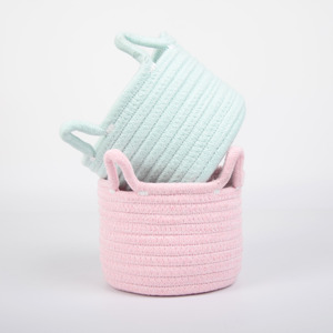 Panier de rangement tissé en corde de coton, organisateur de linge pour couverture, jouets, chambre d'enfant, poignée de lit, table cosmétique - Product Image 1