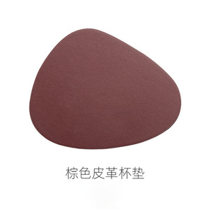 Sous-verres irréguliers en cuir PU, style coréen, simples, isolants thermiquement, imperméables, anti-huile, pour tasses à thé et bols, en stock - Product Image 5