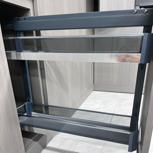 <span class=keywords><strong>2</strong></span> Lagen Houten Zijplank Zacht Dicht Glas Uittrekmand Keuken Push Open Lade Glijbanen Rekken Kast Opslag - Product Image 3