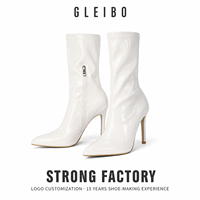 Bottes longues pour femme, chaussures d'hiver et d'automne 2023, métalliques, à talons hauts, au-dessus du genou, à enfiler, avec fermeture éclair, semelle extérieure en caoutchouc