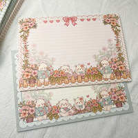 Bloc-notes floral B5 motif ours mignon, bloc-notes ligné détachable, bloc-notes Kawaii pour journal étudiant, papeterie de bureau