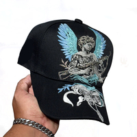 Casquettes de baseball brodées personnalisées en stock, avec doublure en satin et strass, G5 GORRA ANGEL EDICION BELICA CON PIN RIFLE