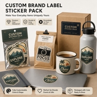 Autocollants personnalisés de haute qualité résistants aux UV et imperméables, autocollants en vinyle PVC découpés à la forme avec logo, pack d'autocollants de dessins animés avec carte de présentation