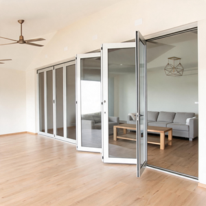 Puertas Plegables de Aluminio Interiores de Diseño Moderno que Ahorran Espacio, Puertas Bi-Plegables de Vidrio para Apartamentos Tipo Loft - Product Image 1