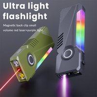 Lampe torche de camping rechargeable USB à haute luminosité, double LED RGB couleur et UV blanc, avec clip magnétique, longue portée, portable