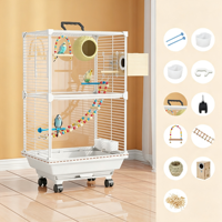 Cage à oiseaux de grande taille pour villa, modèle DS NLZ-01, anti-éclaboussures, à fil horizontal, transparente, double couche, écologique, durable, légère
