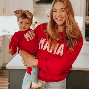 Custom Terry Hoodie Long Sleeve Crewneck Sweatshirts Printing <strong>MINI</strong> Pullover Sweatshirt Mommy and <strong>Me</strong> <strong>Outfits</strong> - Product Image 2