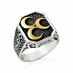 925K Sterling <b>Silver</b> Three Crescents <b>Men</b> Tree Moon <b>Ring</b> - Product Image 2