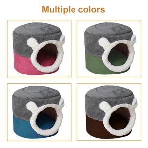 Cama para mascotas iglú 2 en 1, sofá lavable de estilo moderno para perros y gatos, patrón sólido, fieltro y gamuza para viajes al aire libre - Product Image 4