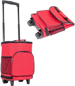 Zusammen klappbare Kühltasche mit Rädern für 36 Dosen Auslaufs icherer wasserdichter Kühler Isolierte Lunch-Tasche Ultra Compact Cooler Smart Cart