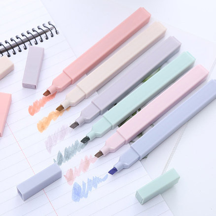 Wholesale Custom Cute Multicolor Highlighter Pen 12 Pastel Colors Macaron Highlighter Pen With Custom LOGO