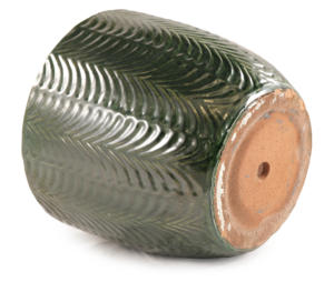 ชุดกระถางดอกไม้เซรามิกเคลือบสีเขียวป่าลายเชฟรอนแบบนูน  รักษาสิ่งแวดล้อม ใช้ได้ทั้งภายในและภายนอกอาคาร มีรูระบายน้ำ เหมาะสำหรับใช้ในบ้าน - Product Image 6