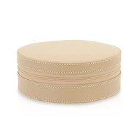 Boîte de rangement pour bijoux en cuir PU rond de luxe, pour femmes, petite pochette à bijoux personnalisée