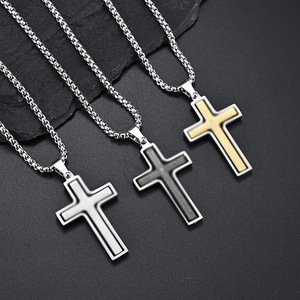 Trendy rotating cross necklace with prayer beads, made of <b>titanium</b> steel, featuring a unique design and unisex style. (Instagram - Product Image 1