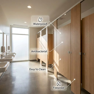Panel Divisorio de Plástico para Baño, Precio de Fábrica, Laminado Compacto Fenólico HPL, Impermeable, para Centros Comerciales, Escuelas, Baños, WC, Nailon - Product Image 3