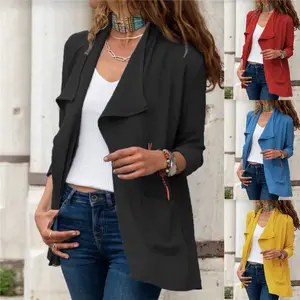 2022 autumn and winter new coat European and beautiful women's clothing solid color long-sleeved short windbreaker casual coat