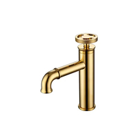 Robinet de lavabo style tuyau industriel doré Robinet mitigeur de salle de bain Robinets de lavabo montés sur le pont