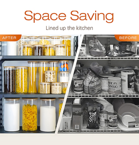 Frascos Apilables Herméticos de Vidrio Borosilicato Transparente con Tapa de Bambú para Almacenamiento de Pasta, <span class=keywords><strong>Espagueti</strong></span>, Penne, Farfalle en la Cocina - Product Image 2