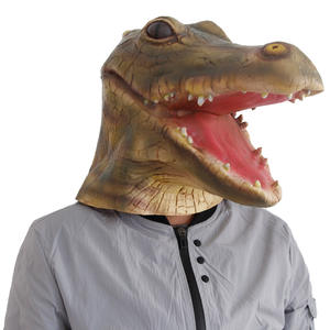 Máscara de Cabeza Completa de <span class=keywords><strong>Cocodrilo</strong></span> de Látex Color Caqui, Textura Escamosa Realista, Boca Abierta, Dientes Afilados, Suave y Cómoda, para Halloween, Cosplay y Fiestas - Product Image 2