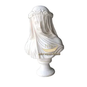 Statue Natural Stone Sculpture Hand Carving White Marble Raffaelle Monti Veiled Vestal Virgin Statue