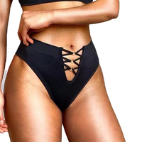 Tanga de nailon sin costuras de talle medio para mujer, sexy, con malla hueca, transpirable, de alta elasticidad, cómoda y deportiva.